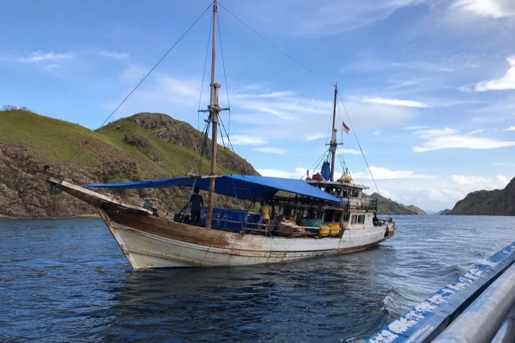 A wooden boat off the islands near Labuan Bajo, Flores.