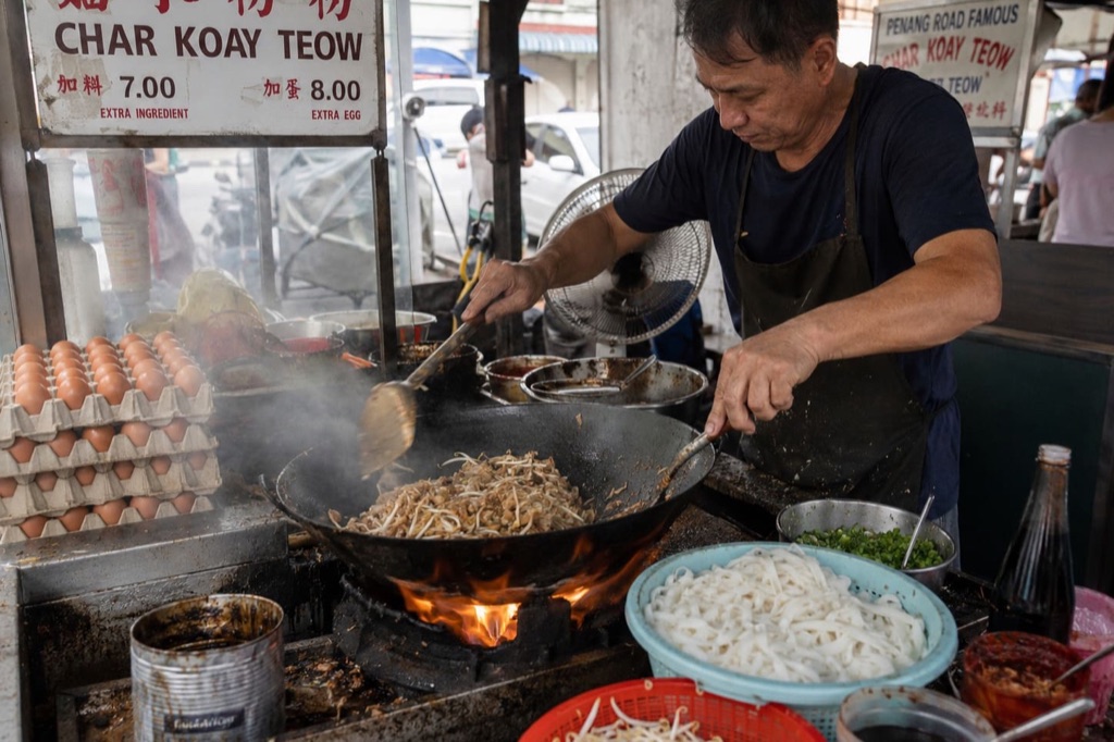 A hawker stall at work in George Town, Penang.